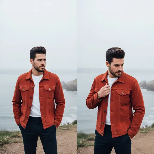 { "image_description": "A high-quality side-by-side comparison of a handsome man...