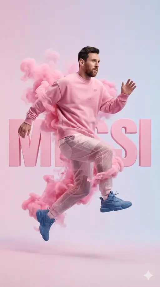 A hyper-realistic studio photograph of a male athlete mid-air as if running or j...