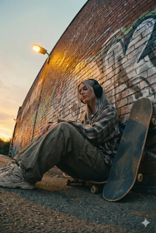 { "model": "Nano Banana Pro", "scene": "Urban street corner at dusk beside a bri...
