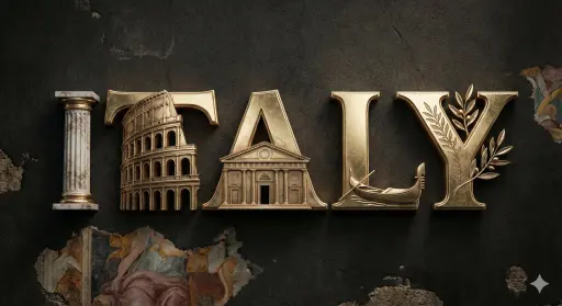 A high-quality 3D metallic typography design of the word [COUNTRY NAME], set aga...