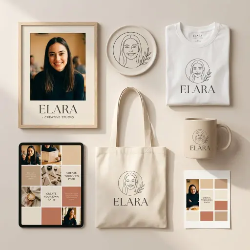 Un mockup di personal branding pulito e moderno che presenta un'identità visiva...