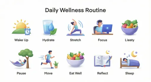 Erstelle eine Sammlung von Symbolen, die [ROUTINE / PROCESS / HABITS] darstellen...