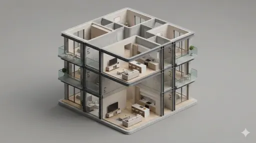 { "items": [ { "prompt": "Un diorama 3D isometrico minimalista e pulito di una s...