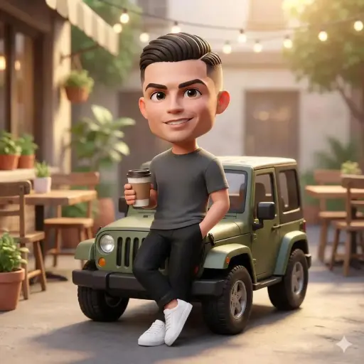 Ultra-dettagliato personaggio in stile chibi 3D con testa grande e occhi espress...