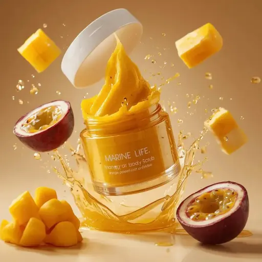 A hyperrealistic premium product photography scene of a transparent cosmetic jar...