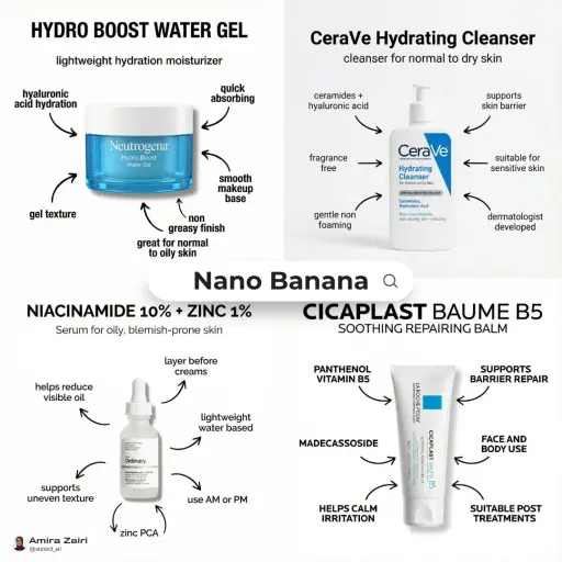 [product], clean skincare infographic poster, centered product packshot on pure...