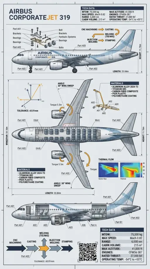 Industrial-Engineering-Infografik eines Objekts (genau passend zum Objekt aus de...