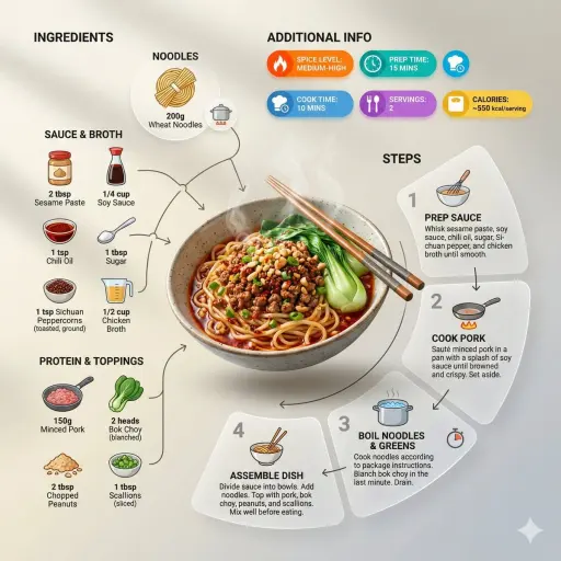 Ultra-sauberes modernes Rezept-Infografik. Präsentieren Sie Noodles in einer vis...