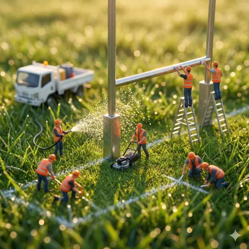 { "prompt": "Ultrarealistische Makrofotografie von Miniatur-Bauarbeitern, die wä...