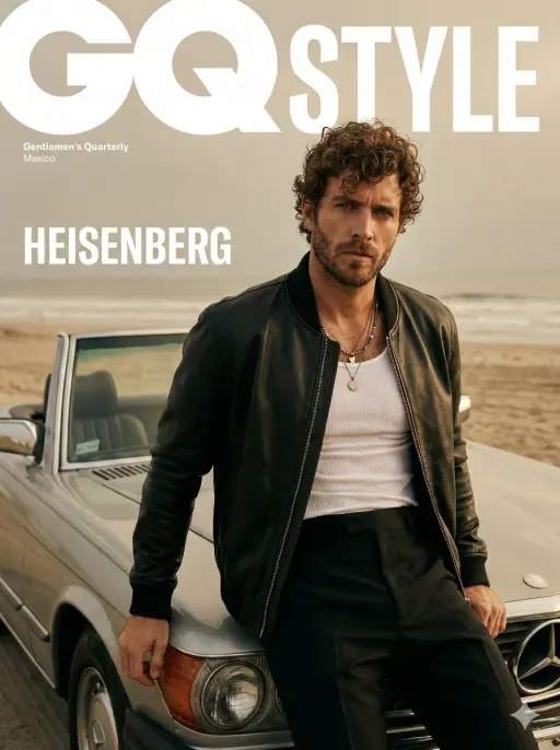 A cinematic fashion editorial portrait of male model for a GQ Style magazine cov...