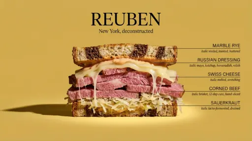 Perfect cinematic cross-section cut through [DISH], sliced cleanly down the cent...