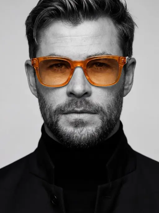 Ultra-realistic studio portrait of a man, close-up headshot, centered compositio...