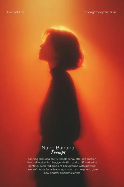 panning shot of a blurry female silhouette, soft motion blur trailing behind her...