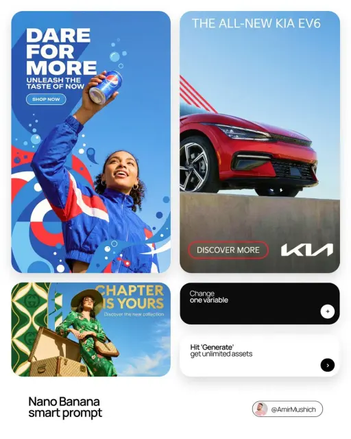 [BRAND NAME] | [HEADLINE] | [SUB-TEXT] | [CTA]. Act as a Senior Art Director. PH...