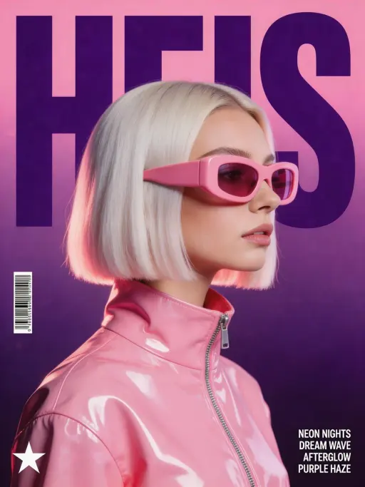 A stylized, retro-futuristic music poster in a synthwave aesthetic. The central...