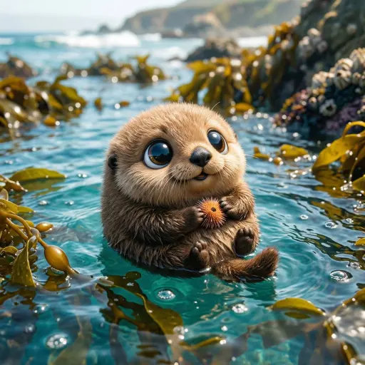 Make a photo of a cute ball-shaped version of a [animal], with big adorable over...