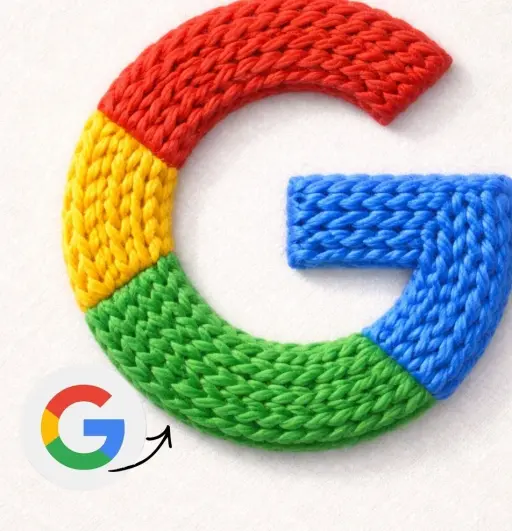 Instagram logo made from thick knitted wool yarn, handcrafted textile design, so...
