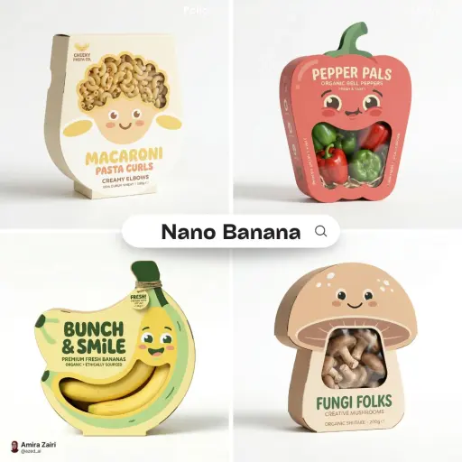 Playful designer packaging for [product name], creative box shaped like the prod...