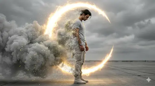 Create an ultra-realistic, cinematic 8K image with high-contrast dramatic lighti...