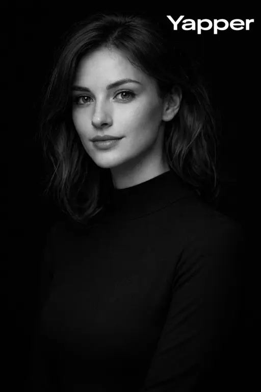 Ritratto in studio monocromatico ad alto contrasto di una donna europea di circa...