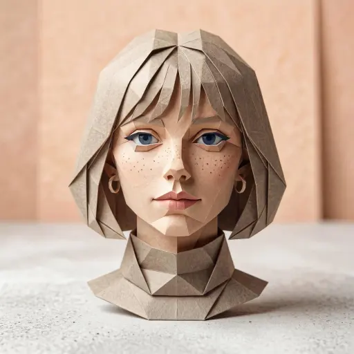 Una versione iper-dettagliata in stile origami di una persona, piegata da carta...
