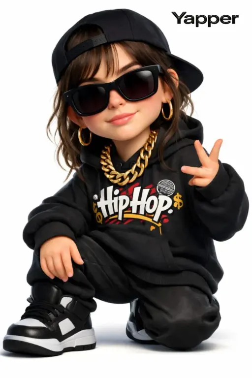 Crea una donna in stile cartoon 3D con uno stile rap (il volto è ispirato all'im...