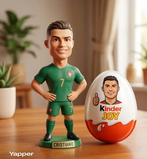 Una graziosa figurina da collezione in 3D stilizzata ispirata a Cristiano Ronald...