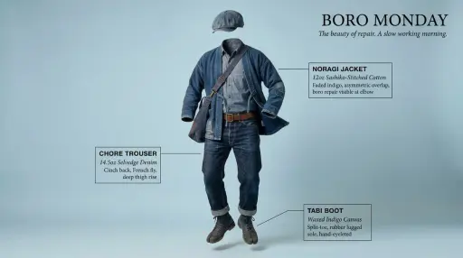Complete [STYLE] outfit floating in its exact worn position around an invisible...