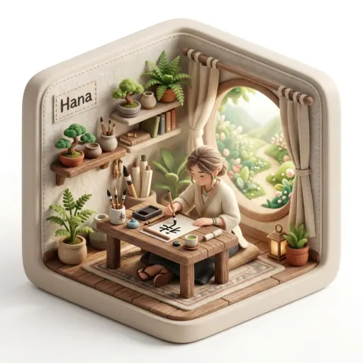 Create a 3D isometric diorama illustration of an original character named [CHARA...