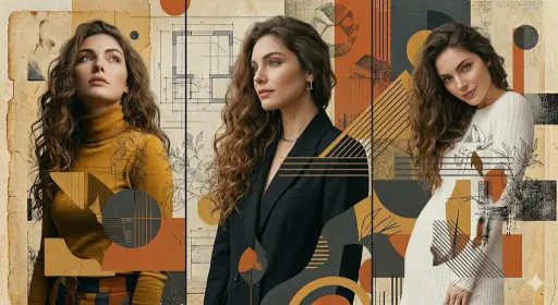 A high-resolution, photorealistic three-panel composition featuring a woman with...