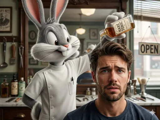 Cinematic 8k hyper-realistic close-up shot. A 3D realistic Bugs Bunny, faithful...
