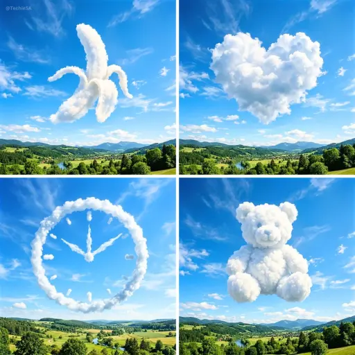 Create an ultra-realistic sky scene where soft, natural cloud formations organic...