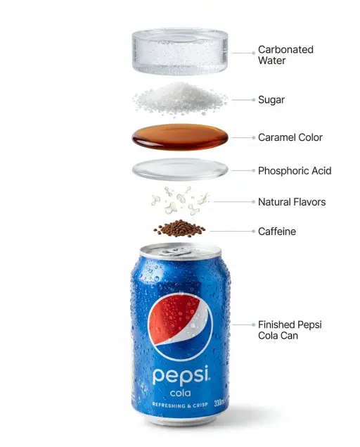 High-quality professional product photography of a chilled Pepsi can with conden...