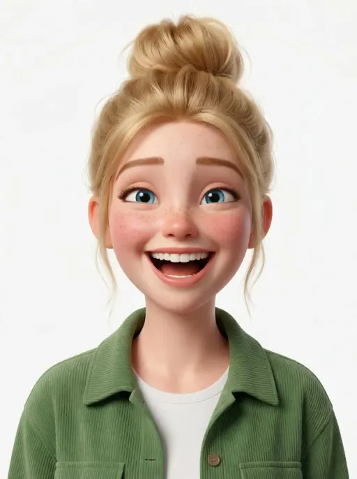 Create a head-and-shoulders Pixar-style 3D avatar of an edgy person based on the...