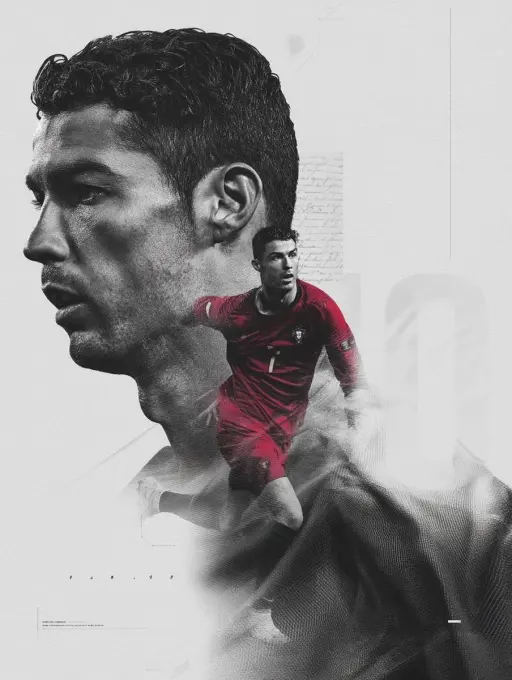 A dramatic double exposure portrait of a professional football player, large sid...
