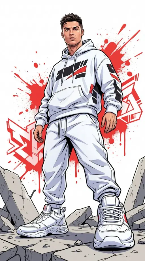 A dynamic full-body urban illustration of a man (use the exact face from the pro...