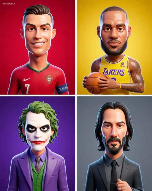 Transform the person from the attached photo into a smooth stylized 3D cartoon c...