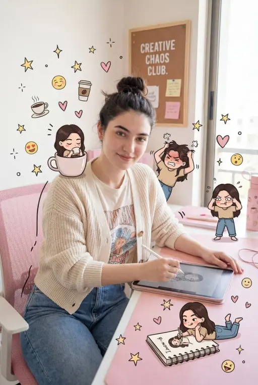 Use the reference photo to create a realistic female character, soft smile, with...