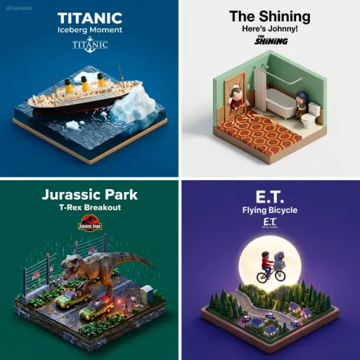 Present a clear, 45° top-down isometric miniature 3D cartoon scene of the iconic...
