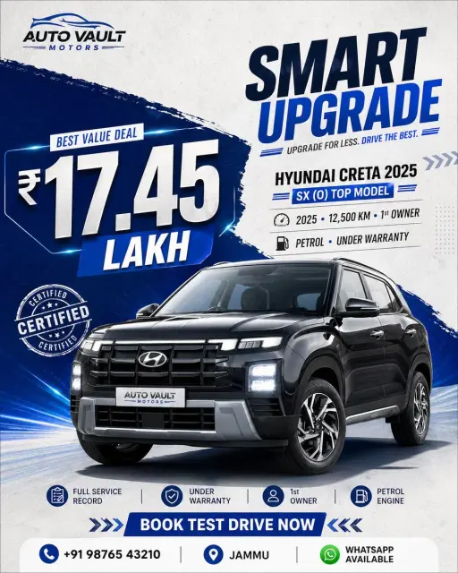 [BRAND NAME = AUTO VAULT MOTORS] [CAR MODEL = HYUNDAI CRETA 2025 • SX (O) TOP MO...