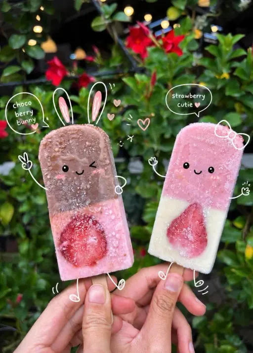{ "Prompt": "Fotografia kawaii di cibo e caffè con sovrapposizioni di doodle gio...